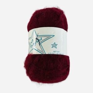 Vintage Crystal Dark Red Fuzzy Sparkly Yarn 1.75oz / 50g Mohair Novelty NWT